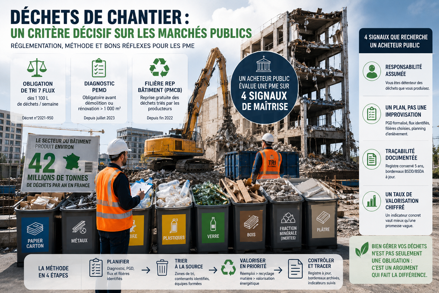 Gestion des déchets de chantier : l'argument que les PME du BTP oublient de mettre dans leur offre